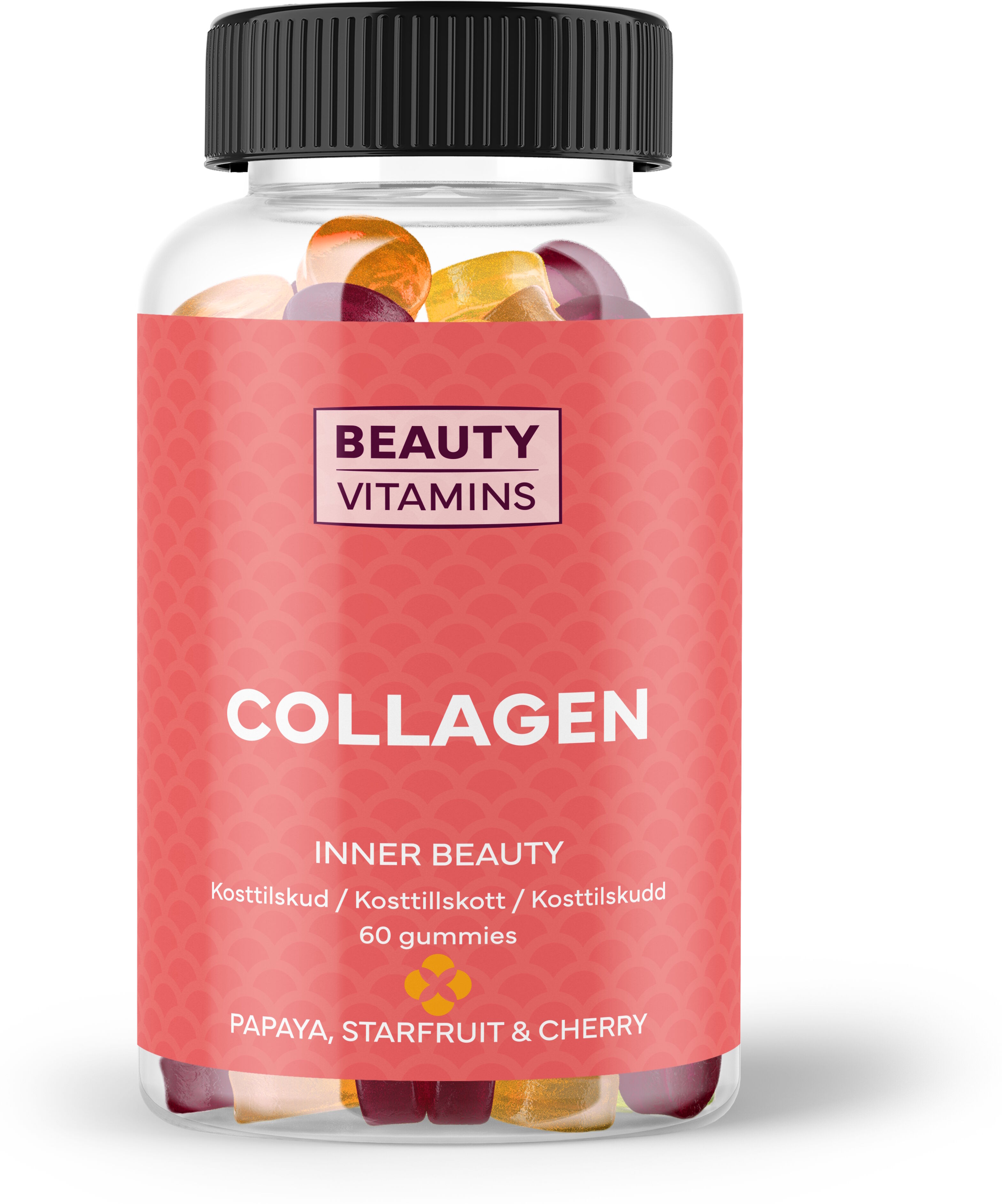 Beauty Vitamins Collagen (Starfruit, Cherry, Papaya) - 60 stk. Kosttilskud 60 stk