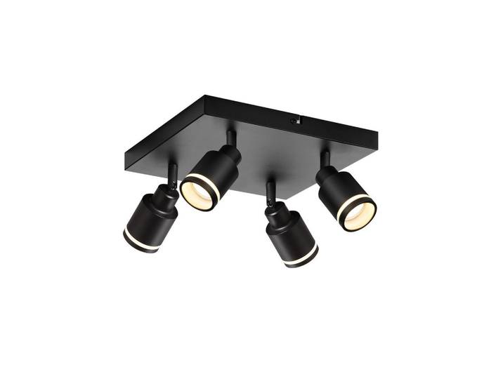 Nettlife Deckenstrahler Lippstadt 4-flammig 25/25/15.7 cm, Schwarz, Metall, Gu10, 25x15.7x25 cm, Lampen & Leuchten, Innenbeleuchtung, Spots & Strahler, Deckenspots