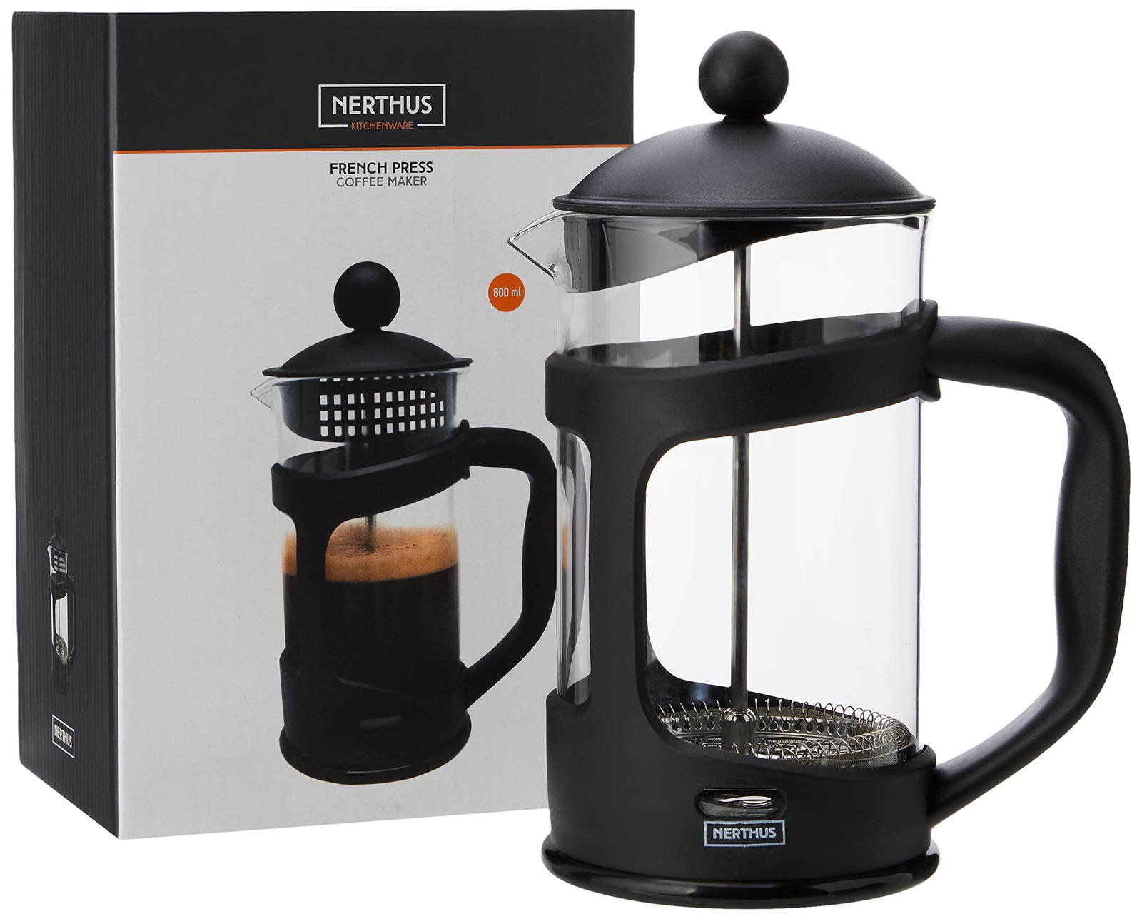 Nerthus FIH 320 Franse koffiezetapparaat, 800 ml, zwart