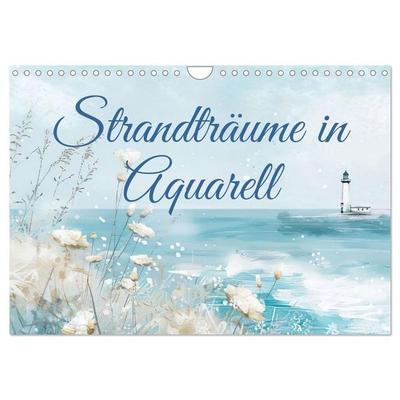 Strandträume in Aquarell (Wandkalender 2026 DIN A4 quer), CALVENDO Monatskalender