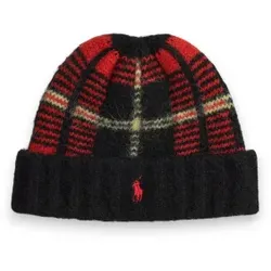Polo Ralph Lauren für Herren. 449P20228001 Rot karierte Mütze (OSFA), Wolle, Klassisch