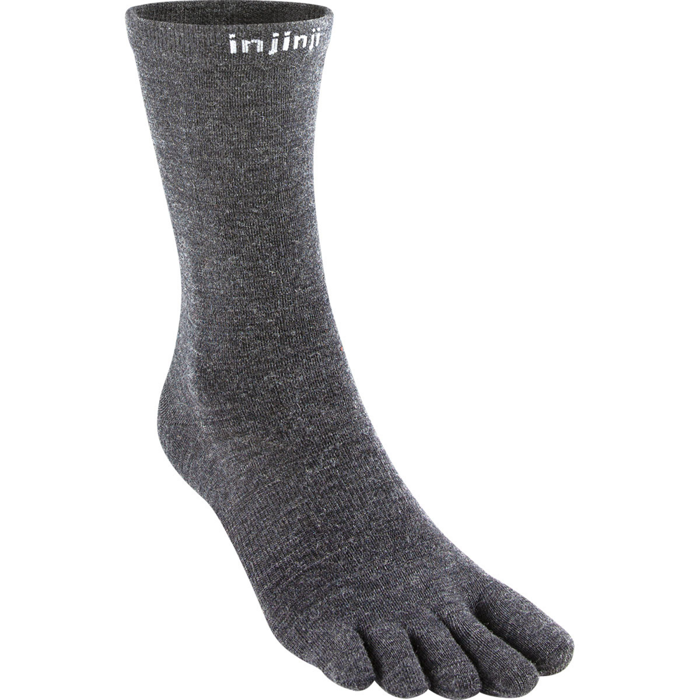 Injinji Liner Crew Merino Wandersocken grau Größe 40.5 Camping Hautfreundlich Merinowolle