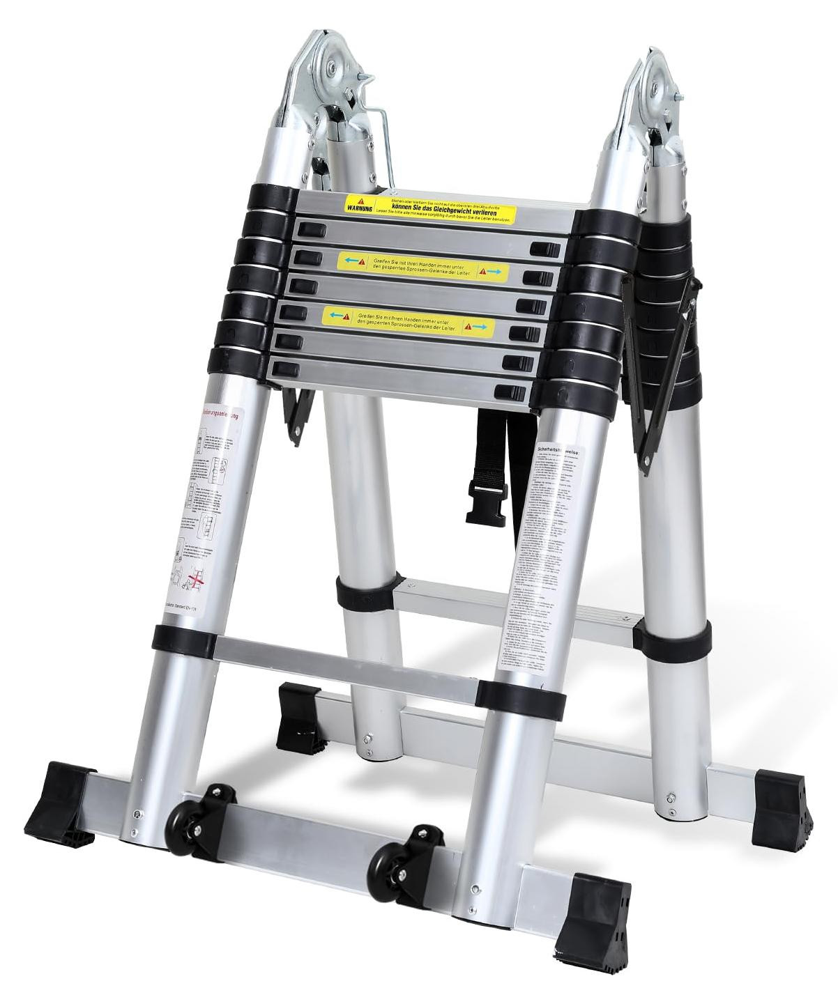 Selius Telescopische Aluminium Vouwladder - 5 Meter - Lichtgewicht met Antislip Veiligheid