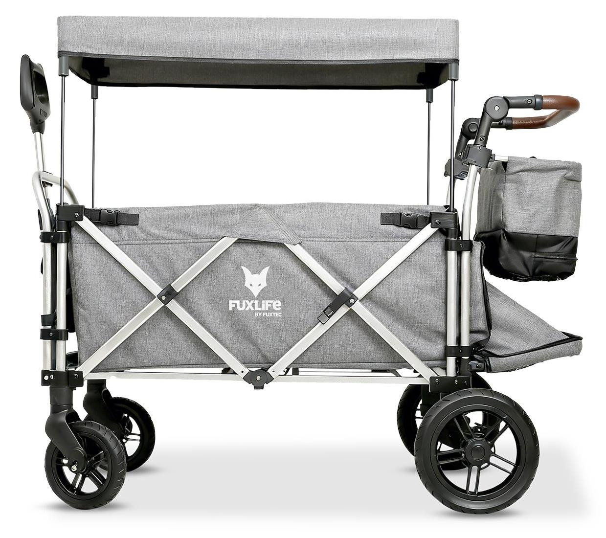 Fuxtec FUXLIFE bollewagen FX-CTL950 Premium, grijs - Inklapbare kinderwagen met zonnedak en geïntegreerde koeltas