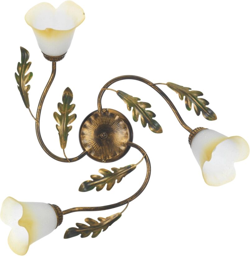Onli PLAFONIERA QUERCIA FOGLIA VERDE BRONZO 3 LUCI