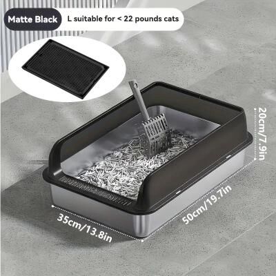 Uplift Picks Extra Large Stainless Steel Cat Litter Box With Lid black (l)