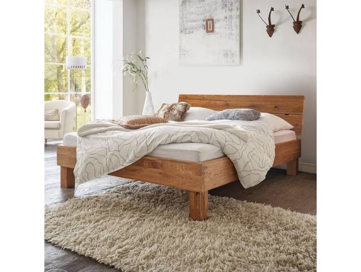 Bett Soria Wildeiche Massivholz 140x200cm klassischer Stil