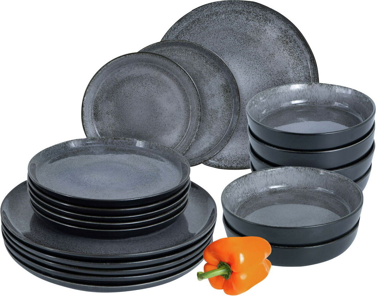 Moritz & Tellerset Vida servies, antraciet, 18-delig