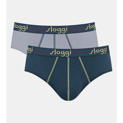 Midislip SLOGGI "men Start", Herren, Gr. 7, Single Jersey, blau, light combination, Single Jersey, Obermaterial: 96% Baumwolle, 4% Elasthan, körpernah, Unterhosen, sportliche geschnitten, ohne Eingriff, Cotton-Mix