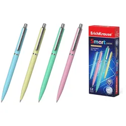 Druckkugelschreiber 0,35mm 12er Set Blau - Kugelschreiber Kulis Kulischreiber Stifte Schreibstifte für Schule & Bürobedarf - Smart Pastell