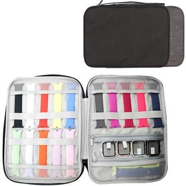 Uplifted Finds Watch Band Organizer Carrying Case Travel Pouch For Watch Straps single Layer Black