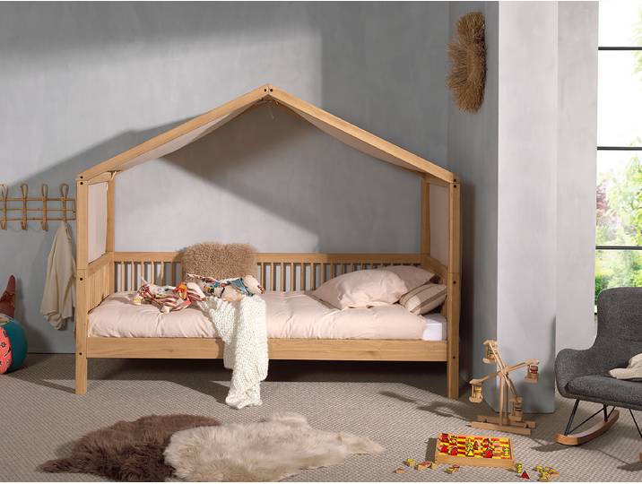 Massives Himmelbett Forrest 90 x 200cm Braun/Buche Kein Bettkasten