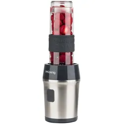 H.Koenig Mini Smoothie Maker Standmixer, Blender elektrisch, Transportabel Kompakt 570mL SMOO9 BPA-frei 300W, 2 tragbare Flaschen, Silber/Schwarz