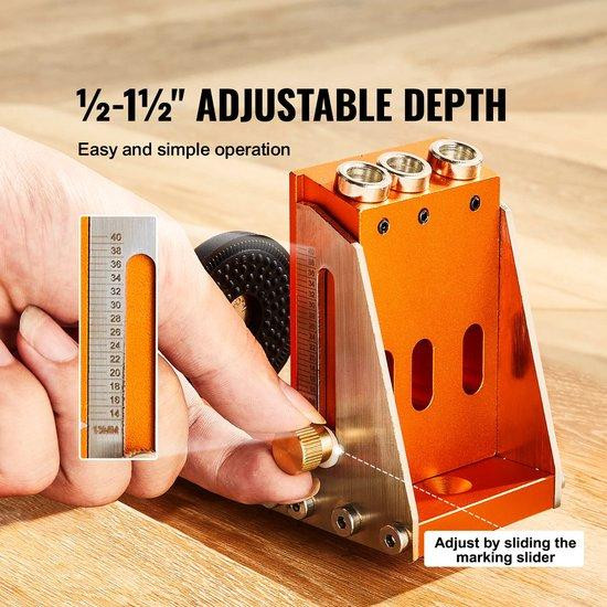 Vevor 30-delige pocketgat jig kit, verstelbaar systeem met trapboren en accessoires, oranje