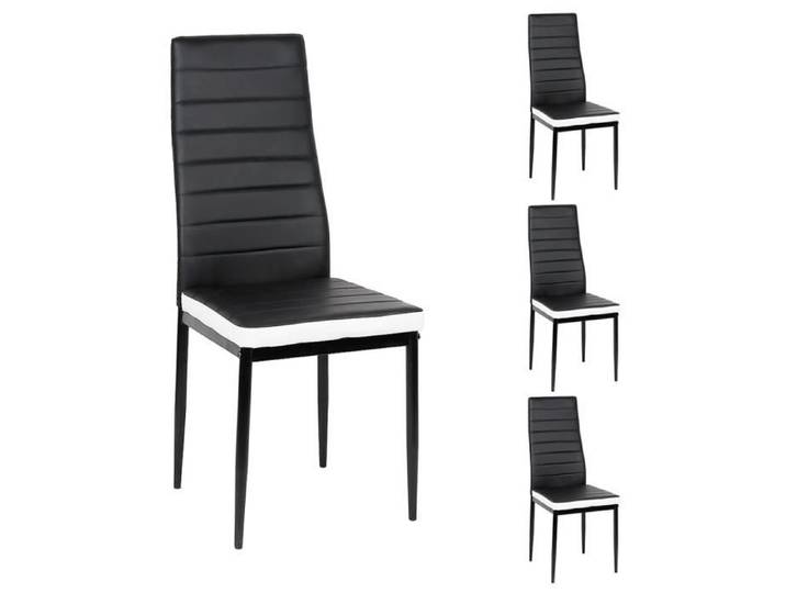Lot de 4 chaises de cuisine - salle à manger JEOBEST - Noir - PU + pied en métal - Élégant moderne à la mode