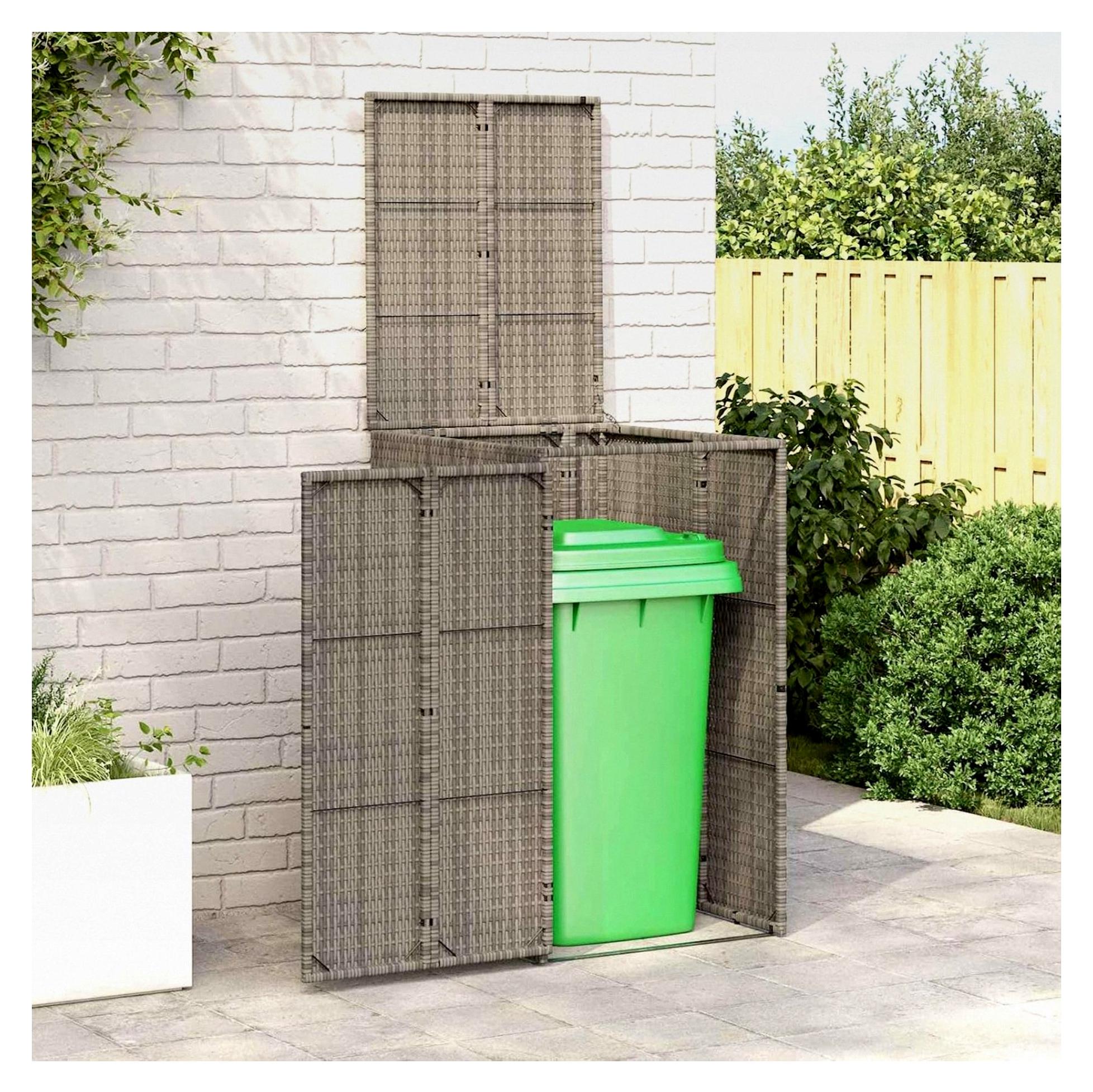 Mülltonnenbox, grau, 65 x 80 x 115 cm, Polyethylen, Gartenhaus, Abdeckung für Mülltonnen, Aufbewahrungsbox