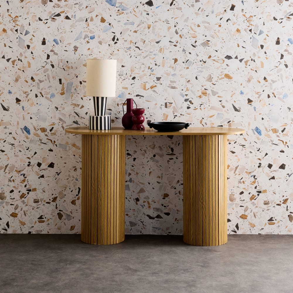 sweeek Console ovale scandinave, naturel Beige 120x75x35cm