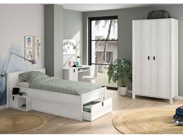 Schlafzimmer-Set GAMI, braun (eiche artisan), ohne Matratze, B/H: 90cm x 200cm, Holzwerkstoff, Schlafzimmermöbel-Sets