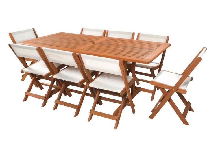 Salon de jardin repas \ Séoul\ - 1 Table + 8 chaises - Maple - Beige