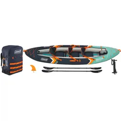 Coleman aufblasbares Kajak Kit Sevylor Maui 2+1 für 2 Erwachsene und 1 Kind inkl. 2 Paddel / wasserdichte Tasche / Getränkehalter / Luftpumpe