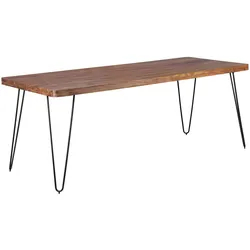 ESSTISCH Massivholz Metallbeine Handgefertigt BALU, Braun 200x80x76 cm