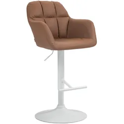 CLP Barhocker Natoma Kunstleder weiß   Farbe: hellbraun, Material Gestell: Metall matt weiss