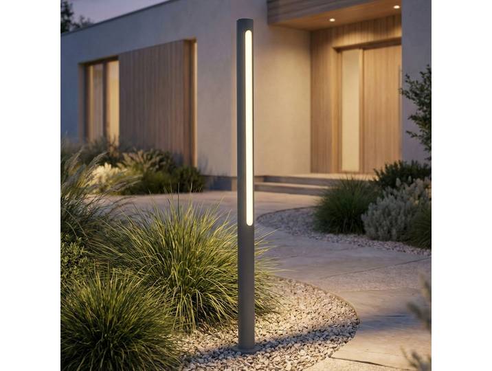 Liravel LED-Wegeleuchte, anthrazit, Höhe 90 cm, IP65 - Lindby - Terrasse - Modern - Aluminium - Einflammig