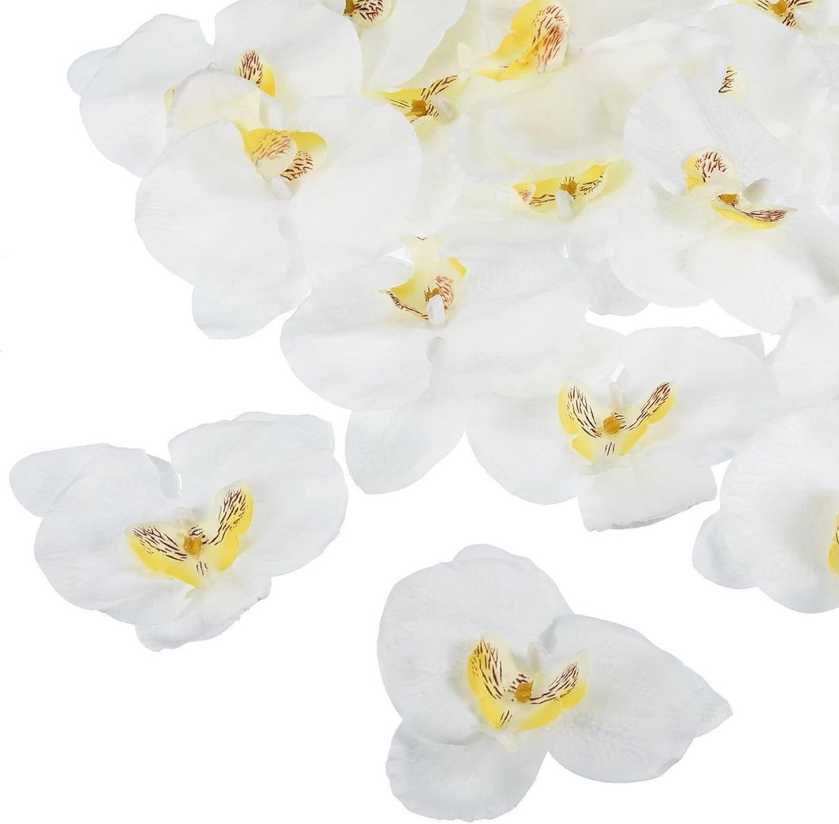 20 stuks Kunstorchidee Bloemhoofdjes - Witte Zijden Orchidee voor Decoratie
