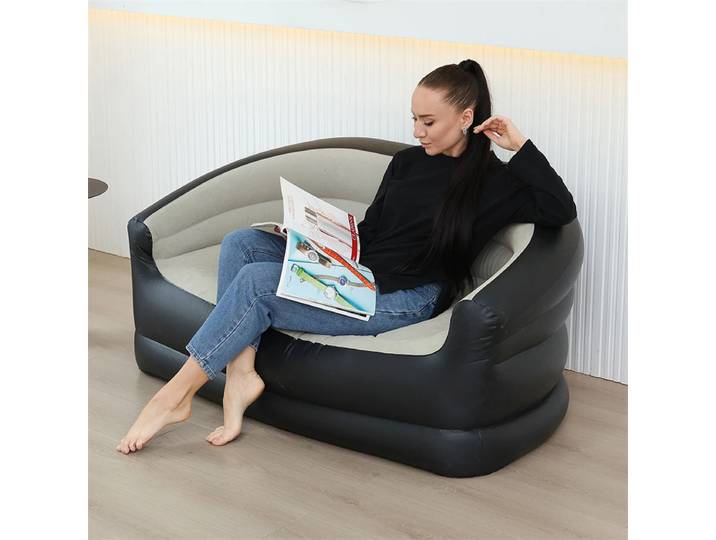Lit gonflable portable d'extérieur, canapé double de détente, chaise longue gonflable pliable pour le camping, canapé gonflable d'extérieur floqué