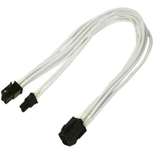 Nanoxia 30 cm weißes einzelsleeve Adapterkabel für 6-Pin PCI-E zu 6+2-Pin (NXP683EW)