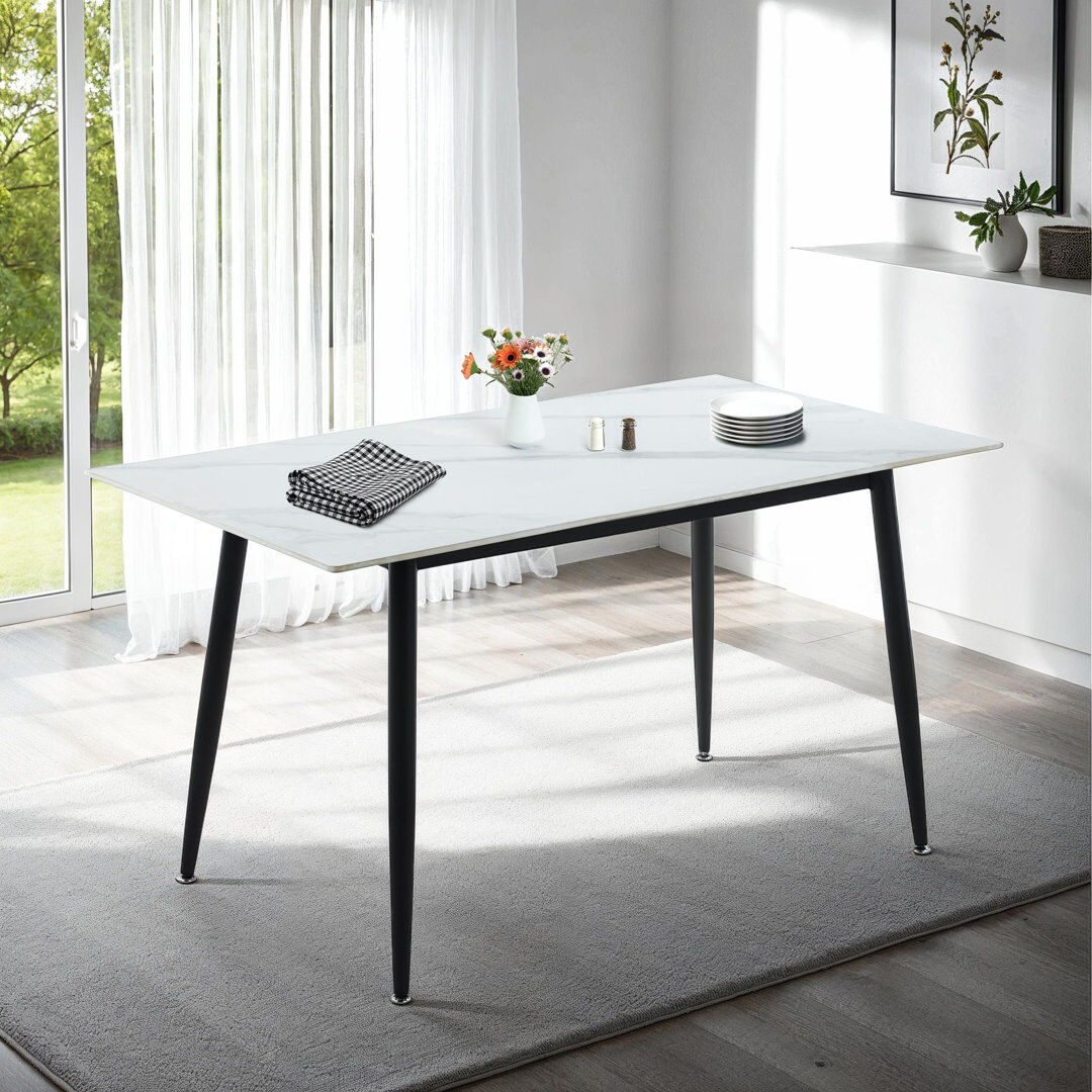 Metro Deitrick Rectangular Dining Table with Steel Base White
