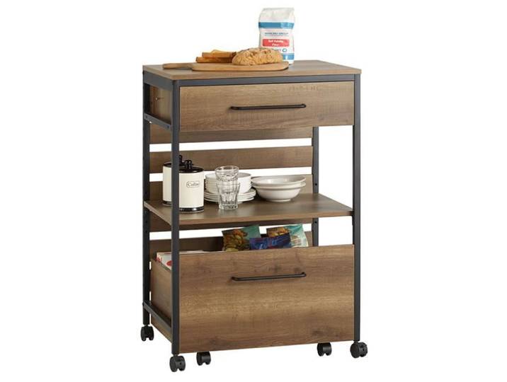 SoBuy Desserte de Cuisine Roulante Industrielle avec 2 Tiroirs & Étagère Chariot Multifonction à Roulettes 60x45x90cm