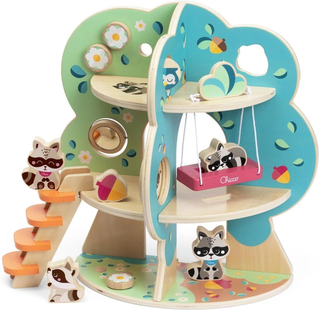 Steckpuzzle CHICCO "My Wood Friends Der Waschbär Baum", Baby, bunt (arctica, bunt), Holz, Puzzles Steckpuzzle arctica, bunt Einheitsgröße