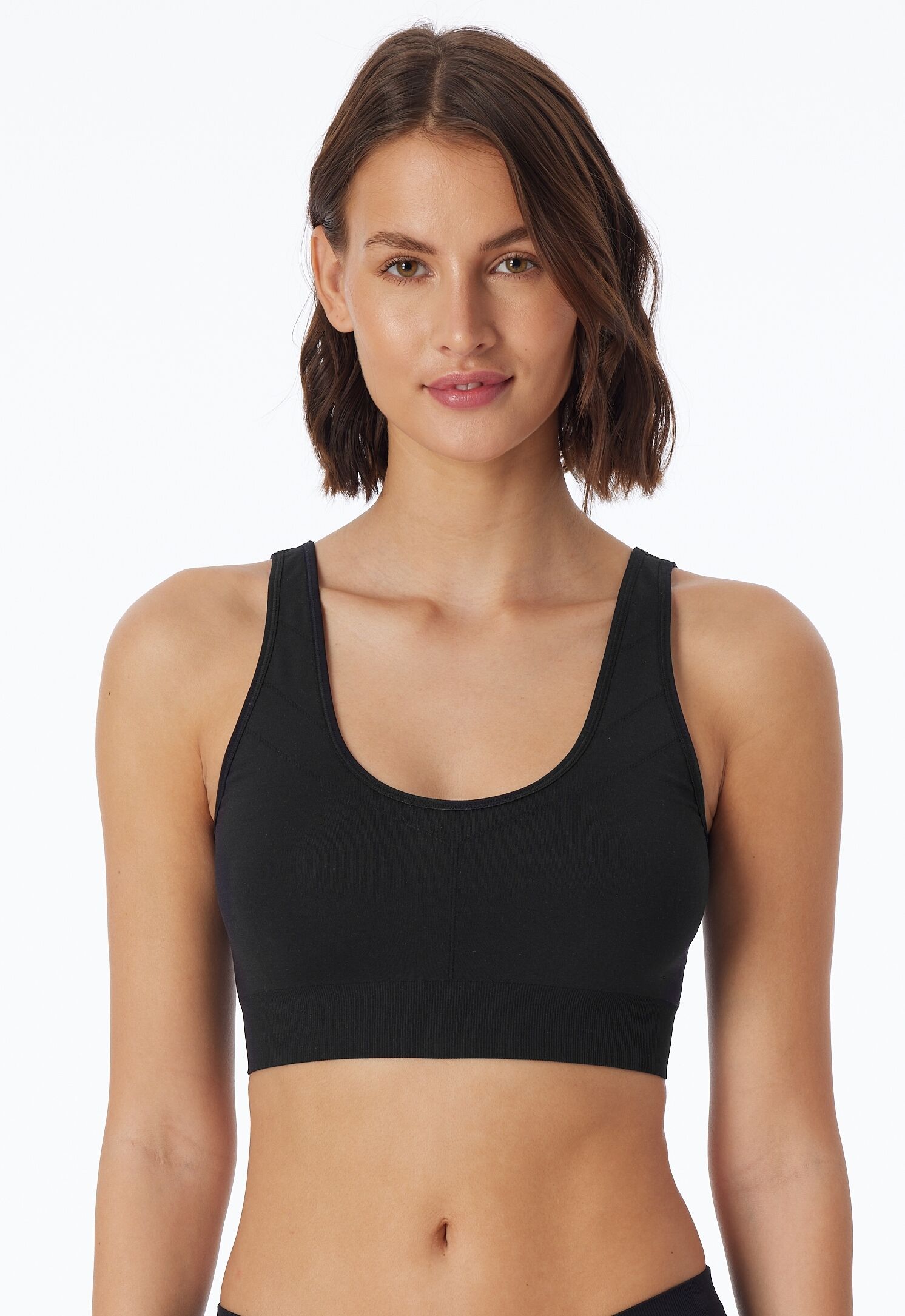 Bustier SCHIESSER "Casual Seamless", Damen, Gr. M, N-Gr, schwarz, Microtouch, Obermaterial: 95% Polyamid, 5% Elasthan, BHs Bustier, 2in1, wendebar, U- oder V-Ausschnitt, ohne störende Seitennähte schwarz M, N-Gr