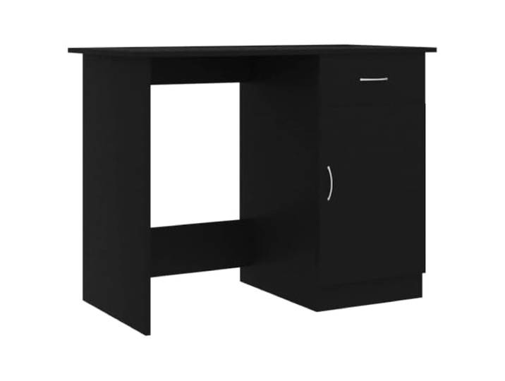 HKLGBVCR Schreibtisch, Schwarz, 100 x 50 x 76 cm, aus Holz Integrierte Schublade, Aufbewahrungstür, Konsolentisch, Flur, Reinigung mit feuchtem Tuch