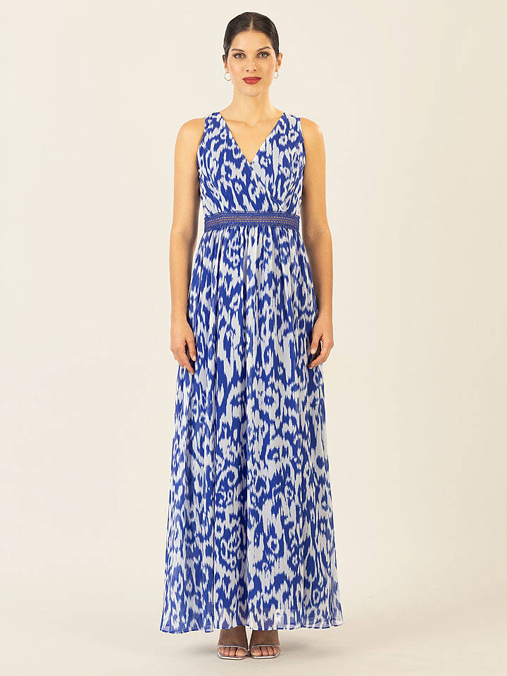 APART Kleid in Blau/ Weiß - 38