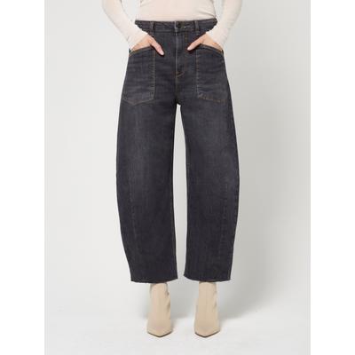 Relax-fit-Jeans GANG "94ODINA", Damen, Gr. 31, N-Gr, grau (detached schwarz wash), Denim/Jeans, Obermaterial: 98% Baumwolle, 2% Elasthan, weit knöchellang, Jeans, O-Shape mit aufgesetzten Taschen