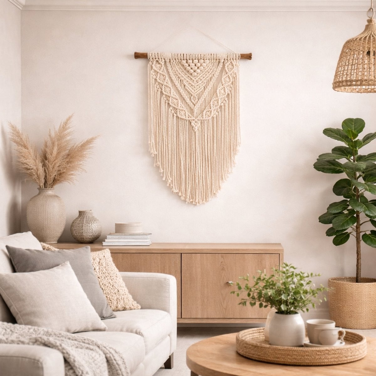 Macrame muurdecoratie Druiven wandkleed
