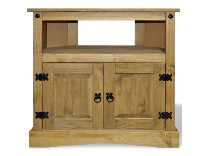 Table console - AKOZON - Gamme Corona - Bois de pin massif - 80x43x78 cm - Marron