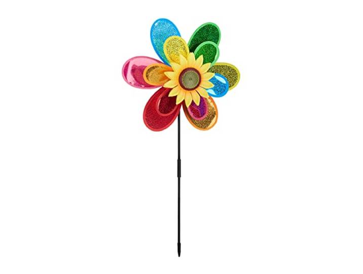 Relaxdays windmolen bloem, decoratieve, decoratie, voor tuin, balkon of terras, HBD: 74,5 x 37,5 x 14 cm, kleurrijk