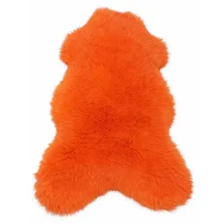 LAMMFELL Öko bunt gefärbt weich Fell Teppich Orange ca. 110 cm