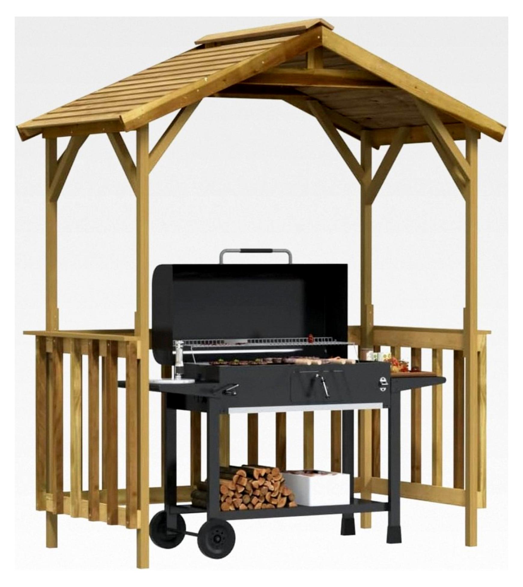 Grillpavillon Gartenpavillon Holzunterstand Grillüberdachung für Terrasse und Garten Kiefernholz imprägniert 163,5x93x210 cm