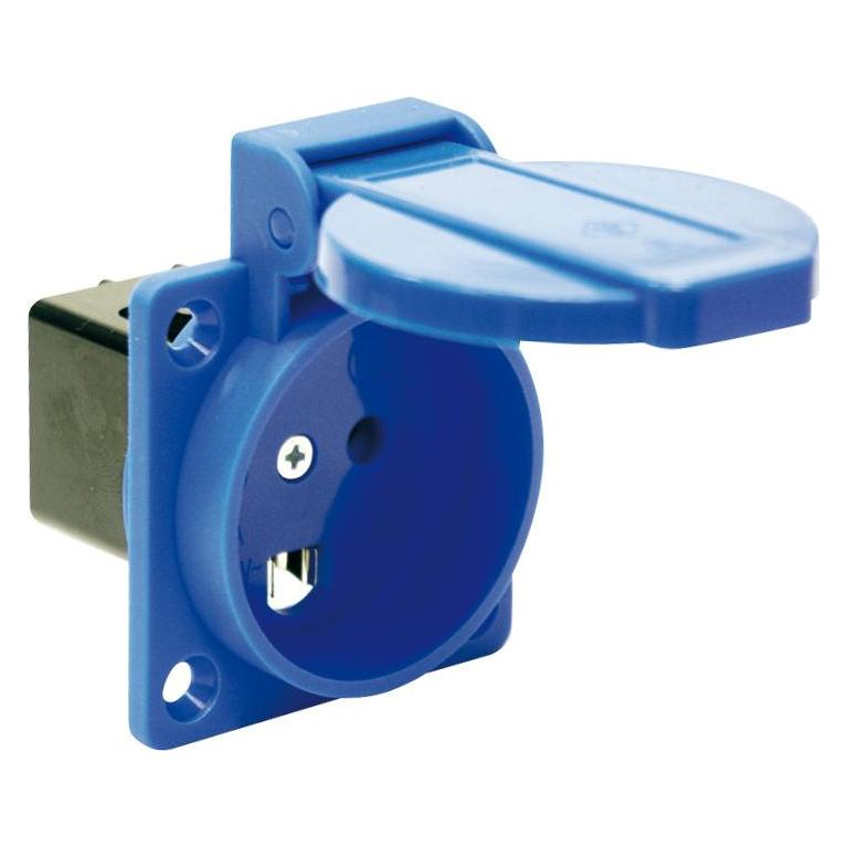 PCE Schutzkontaktsteckdose nach dänischem System 13A 3p 250V IP44 (blau, rückwärtiger Anschluss, Flansch (23151129)