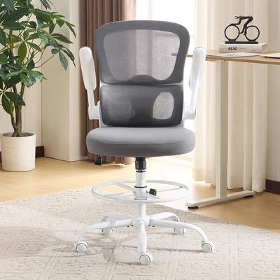 No Breathable Mesh Tall Office Chair Drafting Chair With Adjustable Footrest Ring