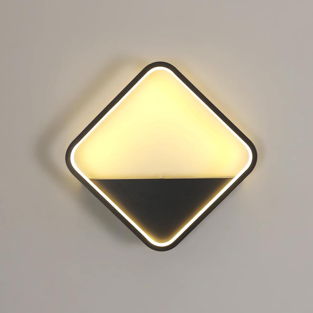 Haobosic Moderne Vierkante LED-wandlamp voor Binnen, Zwart, Warm Wit 3000K