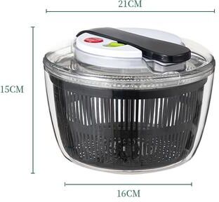 Inspire Daily Merch Salad Spinner Large Salad Bowl With Lid One Handed Easy Press Washer Dryer Drainer Mixer black