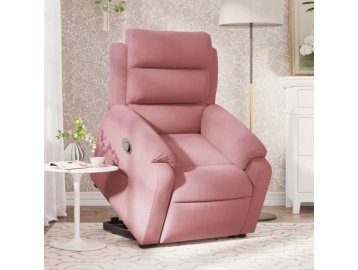 IBUQDDV Relaxsessel mit Aufstehhilfe Rosa Samt, Elektrischer Sessel Elektrische Hebehilfe, manuelle Liegefunktion bis 135 Grad, weicher Samtbezug, Seitentasche, Holz-Metall-Rahmen, belastbar