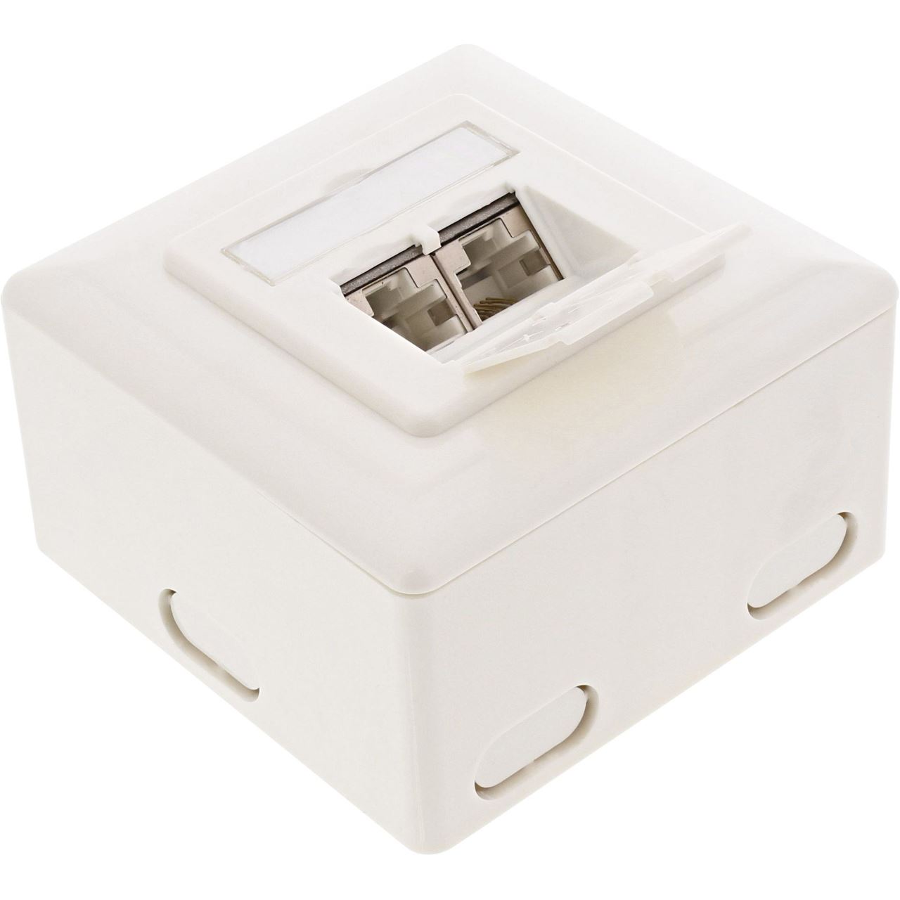 InLine Cat.6 Anschlussdose, AP/UP 2x RJ45 Buchse, RAL9010, weiß, waagerecht