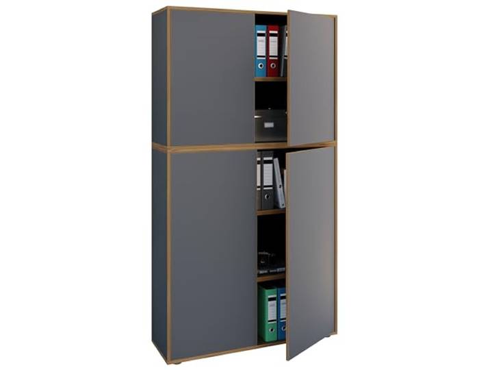 VCM Büroschrank Anthrazit 100x33x183 cm 4 Türen 5 Fächer Büromöbel Akten Ordnung für Akten und Ordner - praktisch fürs Homeoffice und Büro - für Angestellte und Selbstständige, Holzwerkstoff