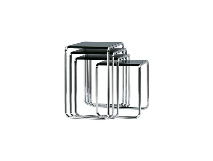 Thonet Satz-Tisch B9 schwarz 4-teilig Platte MDF decklackiert Gestell verchromt 45/52/59/66x45x39 cm